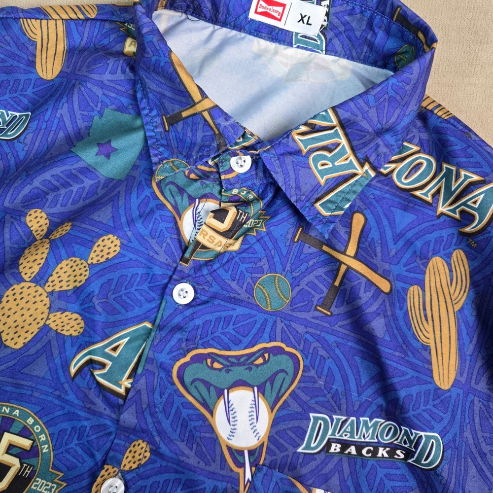 Budweiser Arizona Diamondbacks 25th Anniversary Button Up Shirt Mens XL MLB